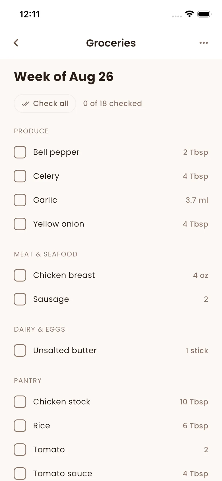 The grocery list