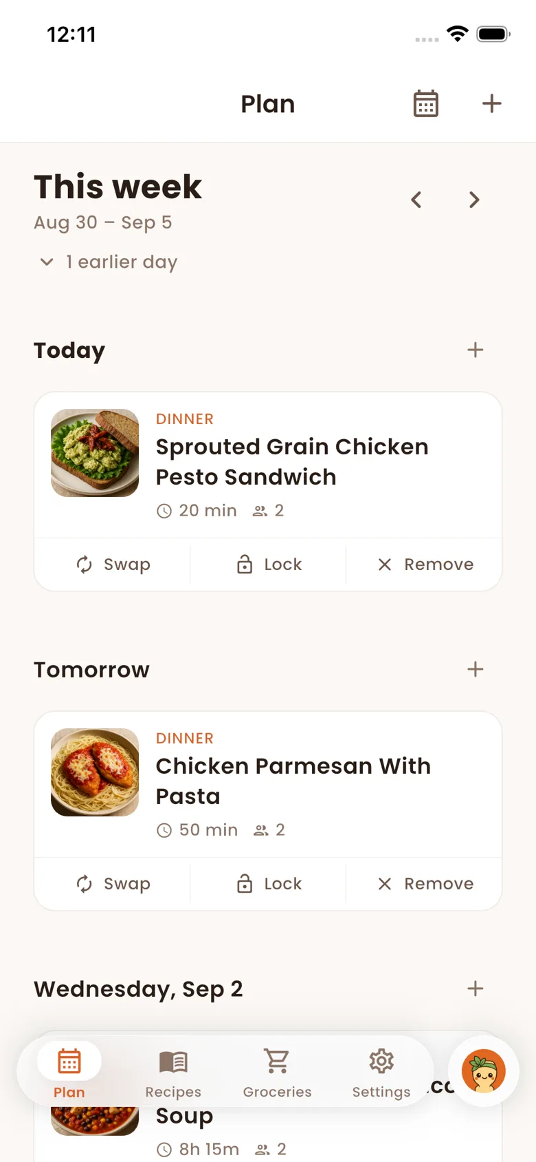 The weekly plan